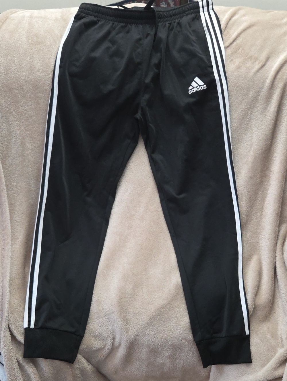 adidas Black Jogger Pants with White Stripes